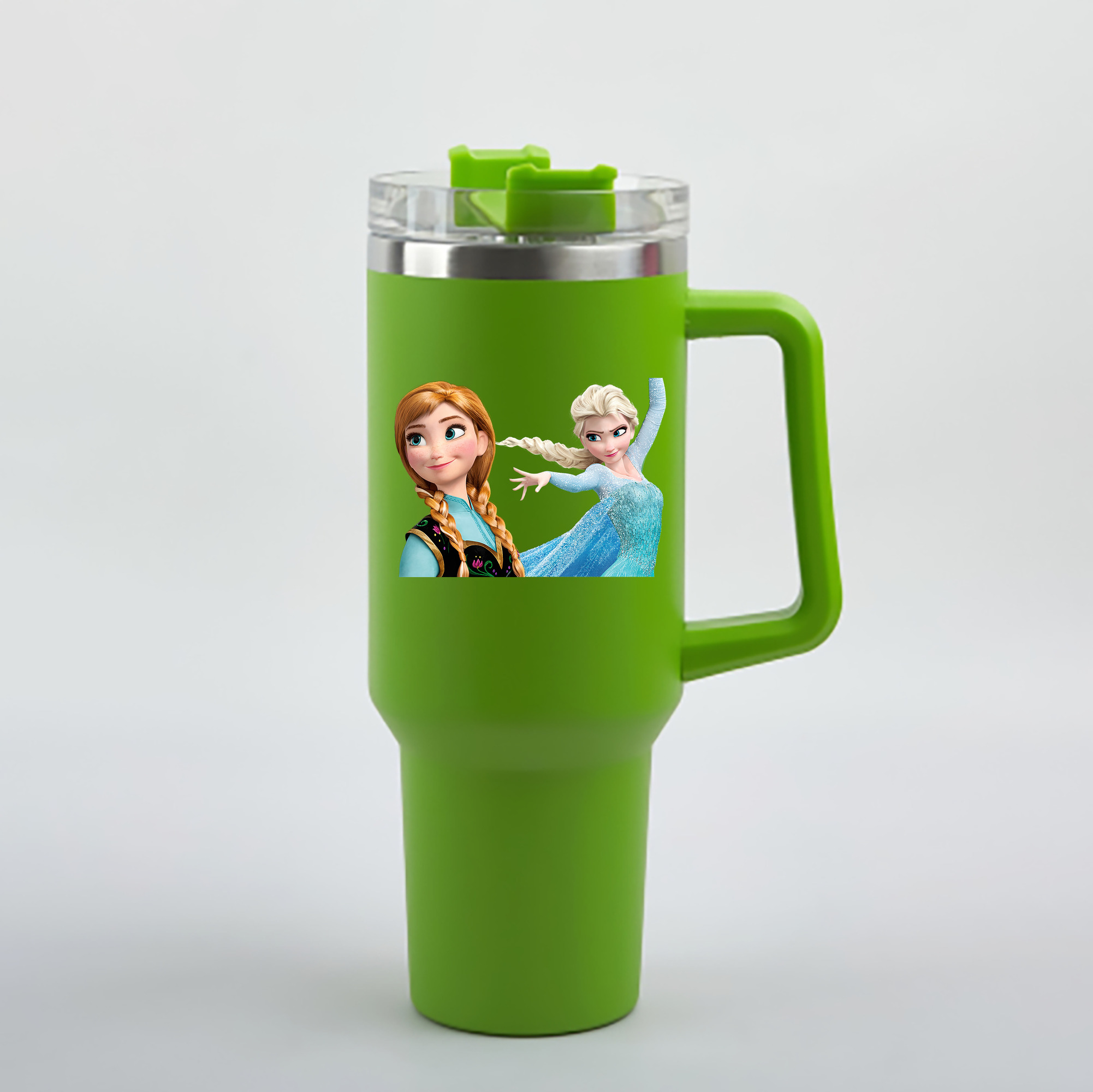 （画像用） アナと雪の女王 アンナ エルサ Frozen Anna Elsa 1200mL車用タンブラー - クリスタルステッカー（プラスチックストロー付き）
